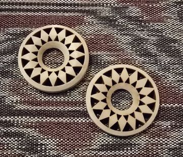 Coiling Base Wood Diamond Circle 1-1/2" pair