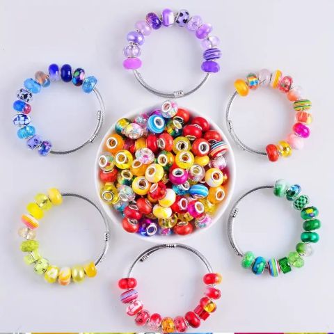 Bead Bulk Murano Glass Beads With Large Hole, 14mm, Multicolor
