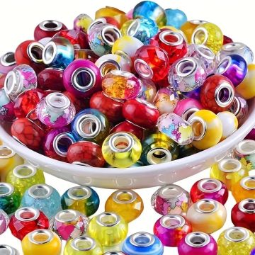 Bead Bulk Murano Glass Beads With Large Hole, 14mm, Multicolor