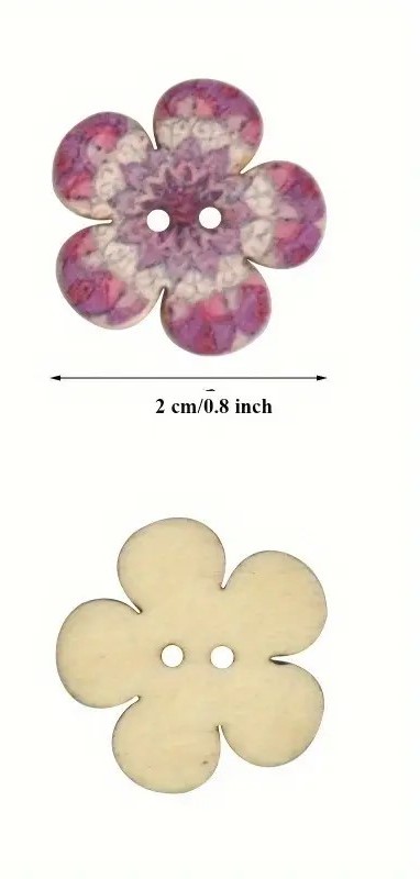 Buttons Painted Wood Flowers Small 10 pack