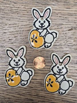 Ceramic Tie On Bunny Hopping with Easter Egg