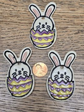 Ceramic Tie On Bunny Inside an Easter Egg