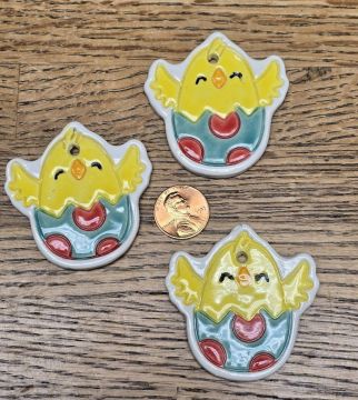 Ceramic Tie On Chick in an Easter Egg