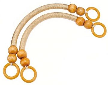 Handles Rope with large wood beads Natural