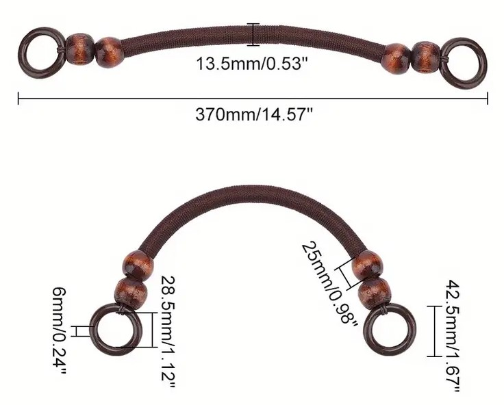 Handles Rope with large wood beads Natural