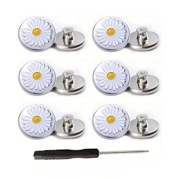 Tool - Handle Screw / Jeans Buttons / Chicago Screws Daisy Silver12 Sets