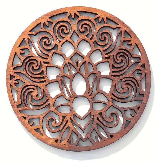 Coiling Base Wood Laser Cut Lotus Flower Design