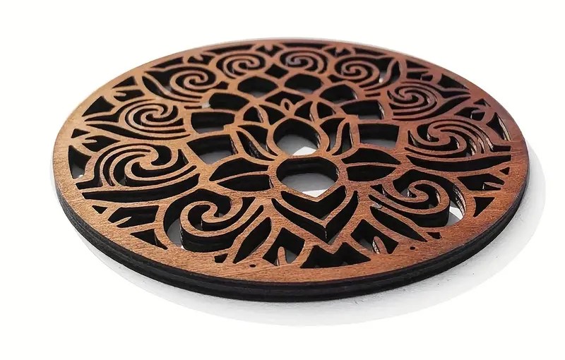 Coiling Base Wood Laser Cut Lotus Flower Design