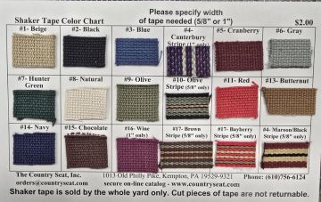 Shaker Tape Actual Sample Color Chart