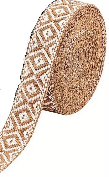 Strap Woven Poly Diamond Design Gold 1" W 5 yards