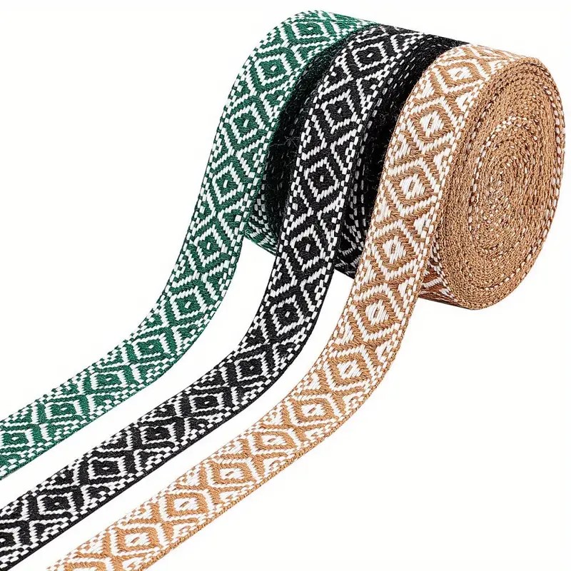 Strap Woven Poly Diamond Design Gold 1" W 5 yards