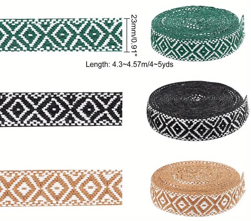 Strap Woven Poly Diamond Design Gold 1" W 5 yards