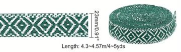 Strap Woven Poly Diamond Design Green 1" W 5 yards