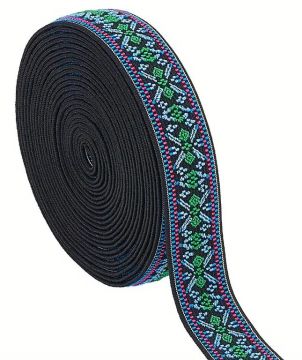 Strap ELASTIC Woven Poly Diamond Burst Design 1" W 5 yards