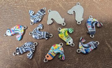 Tie On Metal Enamel Bird 10pk