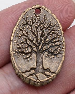 Tie On Tree Metal Zinc Alloy Bronze Color