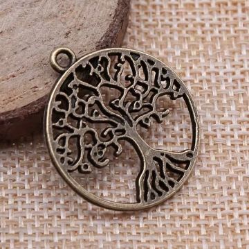 Tie On Tree Metal Zinc Alloy Bronze Color Round