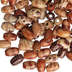 Beads 12x8mm Wood Oval Mix Multicolored 2.2-2.3mm hole.