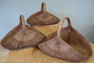 Pattern - Ribbed Hearth Baskets with Fancy Cane Handles by Bowers 3 sizes