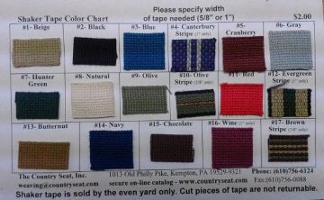 Shaker Tape Actual Sample Color Chart